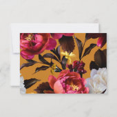 Elegante Roze Bloemen en Gouden Huwelijk RSVP (Achterkant)