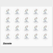 Elegante roze bloemen en groen - bruidsuitnodiging ronde sticker (Vel)