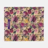 Elegante roze bloemen en rozen geel bloemvlies fleece deken (Voorkant (Horizontaal))