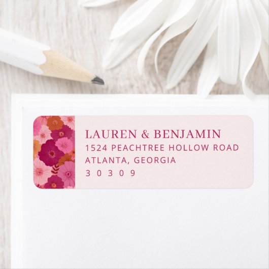 Elegante Roze Bloemen Etiket (Insitu)