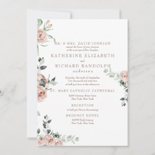 Elegante Roze Bloemen Eucalyptus 2 Locatie Trouwen Kaart