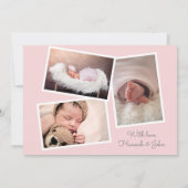 Elegante Roze Bloemen Foto Geboorteaankondiging Aankondiging (Achterkant)