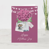 Elegante Roze Bloemen Foto Happy Moederdag Kaart (Voorkant)