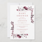 Elegante Roze Bloemen Foto QR Code Baby shower Kaart (Voorkant)