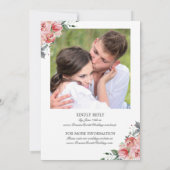 Elegante roze bloemen foto RSVP bruiloft Kaart (Achterkant)