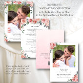 Elegante roze bloemen foto RSVP bruiloft Kaart