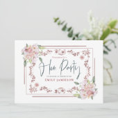 Elegante Roze Bloemen Frame Glam Hen Party Kaart (Staand voorkant)