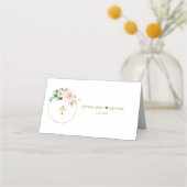 Elegante Roze Bloemen Gouden Doop Tafelnummer  Plaatskaartje (Achterkant)