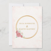 Elegante roze bloemen gouden frame Nuestra Boda Kaart (Achterkant)