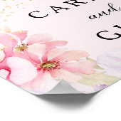 Elegante Roze Bloemen Gouden Glitter Kaarten Gesch Poster (Hoek)