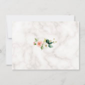 Elegante Roze Bloemen Gouden Lijst Marmeren Huweli Save The Date (Achterkant)