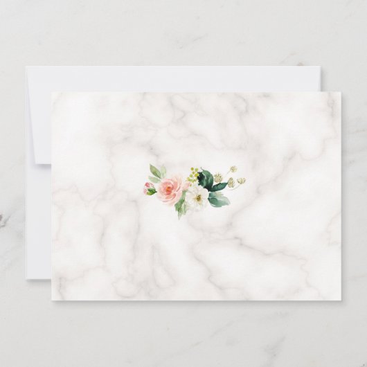 Elegante Roze Bloemen Gouden Lijst Marmeren Huweli Save The Date (Achterkant)