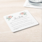 Elegante Roze Bloemen Grijs & Wit Leuke Feiten Tro Kartonnen Onderzetters (Schuin)