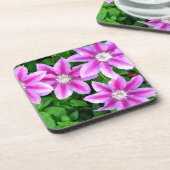Elegante roze bloemen groen botanische drankjes onderzetter (Linkerzijde)