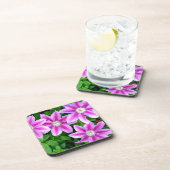 Elegante roze bloemen groen botanische drankjes onderzetter (Rechterzijde)