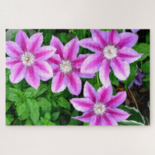 Elegante roze bloemen groen botanische legpuzzel