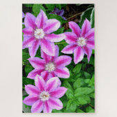 Elegante roze bloemen groen botanische legpuzzel (Verticaal)