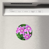 Elegante roze bloemen groen botanische magneet (Insitu (Vaatwasser))