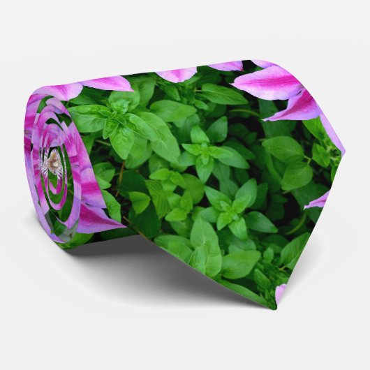 Elegante roze bloemen groen botanische stropdas (Opgerold)