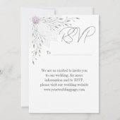 Elegante Roze Bloemen & Groen Huwelijk Kaart (Achterkant)