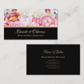 Elegante Roze Bloemen Haar en Schoonheidssalon Visitekaartje (Voorkant / Achterkant)