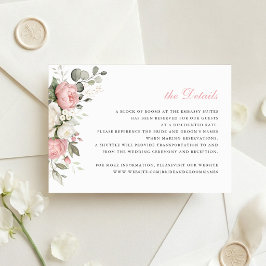 Elegante Roze Bloemen Huwelijksinsteekkaart Detail Kaart
