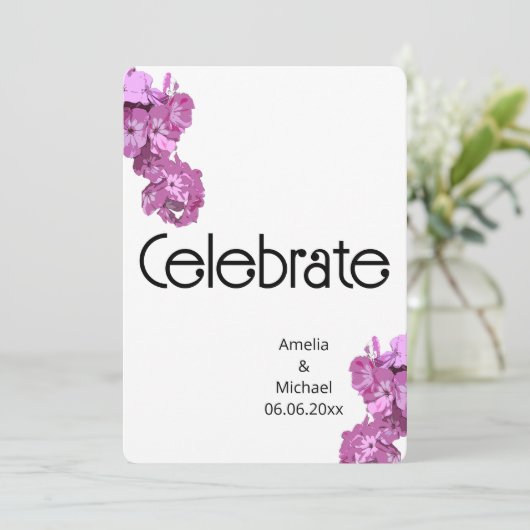 Elegante Roze Bloemen  Kaart (Staand voorkant)
