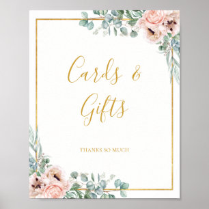 Elegante Roze Bloemen   Kaarten en Cadeaus Bord Poster