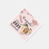 Elegante Roze Bloemen Klasse 2025 Afstuderen Servet (Hoek)