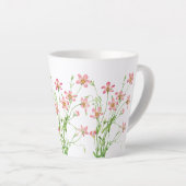Elegante  Roze Bloemen Kleine Latte Mok (Rechterhoek)