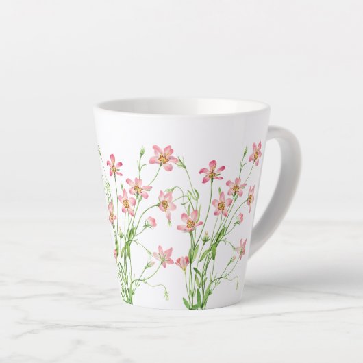 Elegante  Roze Bloemen Kleine Latte Mok (Rechterhoek)