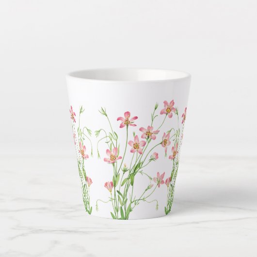 Elegante  Roze Bloemen Kleine Latte Mok (Voorkant)