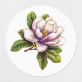 Elegante roze bloemen label Sticker set (Design 1)
