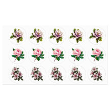 Elegante roze bloemen label Sticker set