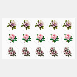 Elegante roze bloemen label Sticker set