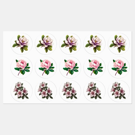 Elegante roze bloemen label Sticker set (Vel)