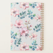Elegante roze bloemen lichtgrijze planner (Achterkant)