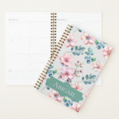 Elegante roze bloemen lichtgrijze planner (Display)