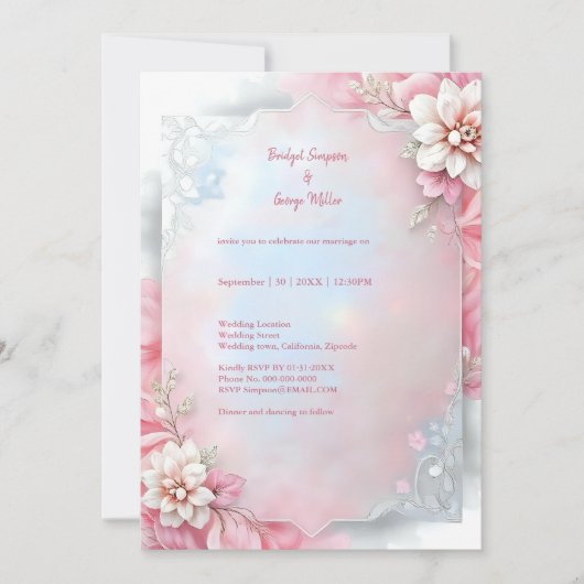 Elegante Roze Bloemen Lijst Zachte Pastel Glow bru (Voorkant)