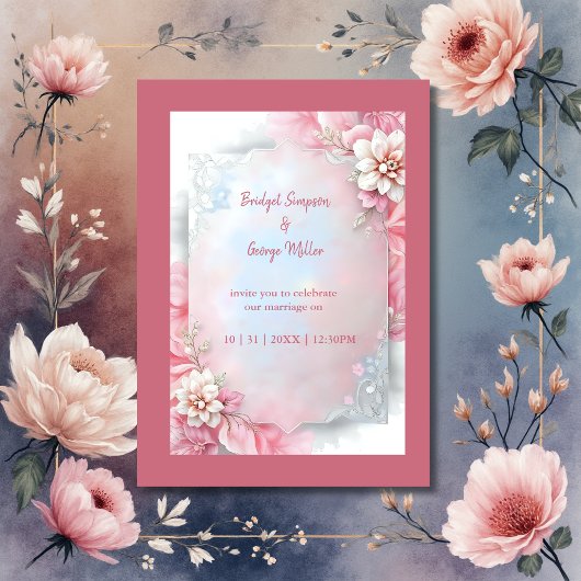 Elegante Roze Bloemen Lijst Zachte Pastel Glow bru