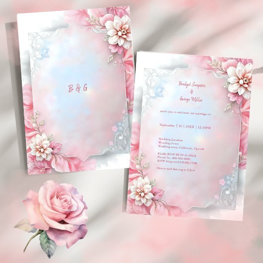 Elegante Roze Bloemen Lijst Zachte Pastel Glow bru