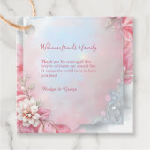 Elegante Roze Bloemen Lijst Zachte Pastel Glow bru Bedankjes Labels (Voorkant)