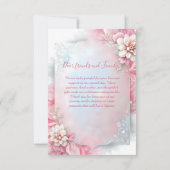 Elegante Roze Bloemen Lijst Zachte Pastel Glow bru Bedankkaart (Achterkant)