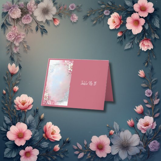 Elegante Roze Bloemen Lijst Zachte Pastel Glow bru Bedankkaart