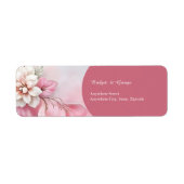 Elegante Roze Bloemen Lijst Zachte Pastel Glow bru Etiket (Voorkant)