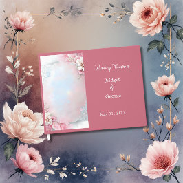 Elegante Roze Bloemen Lijst Zachte Pastel Glow bru Gastenboek