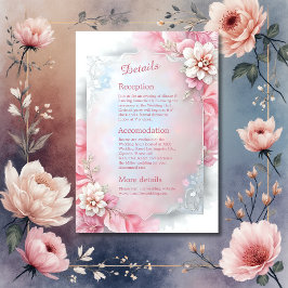 Elegante Roze Bloemen Lijst Zachte Pastel Glow bru Informatiekaartje
