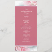 Elegante Roze Bloemen Lijst Zachte Pastel Glow bru Programmakaart (Achterkant)