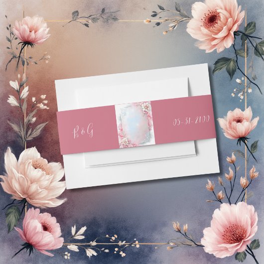 Elegante Roze Bloemen Lijst Zachte Pastel Glow bru Uitnodigingen Wikkel