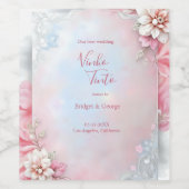 Elegante Roze Bloemen Lijst Zachte Pastel Glow bru Wijn Etiket (Enkel label)